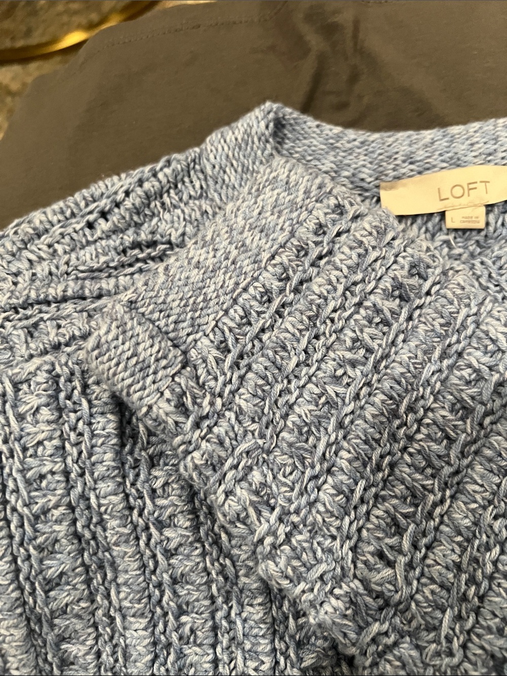 LOFT Light Blue Ribbed Button-Up Cardigan - Picture 8 of 10
